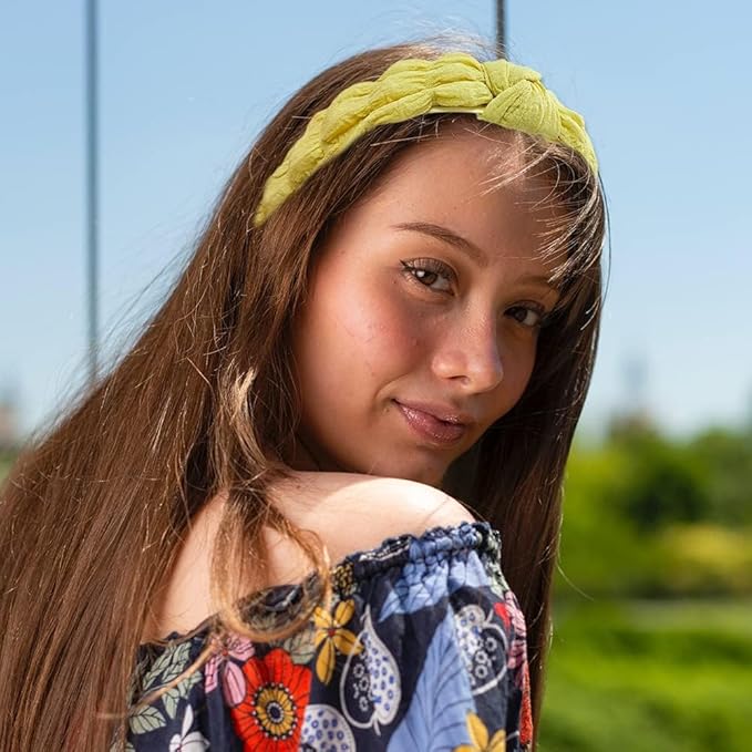 Madison Tyler Headbands for Women | Cute Top Knotted Yellow Outdoor Hairbands for Girls | Thin Hair and Thick Hair | Skincare and Boho Spring Headband for Women Non Slip