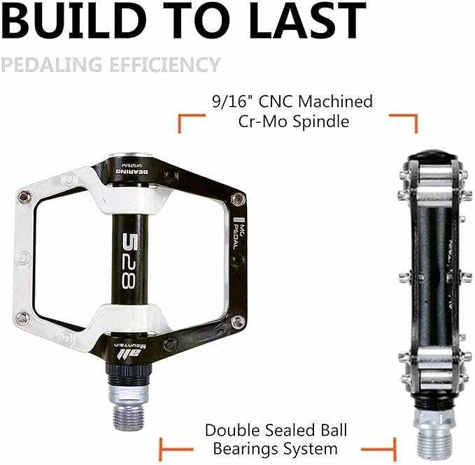 Bicycle Pedals-Aluminium Alloy Bicycle Pedals-Mountain Bike Pedals with Removable Non-Slip Studs 9/16
