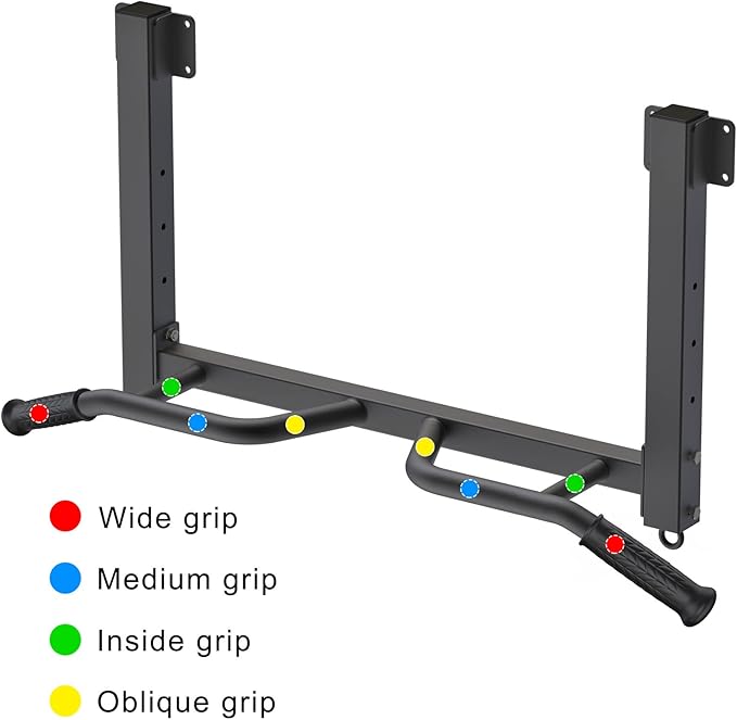 Kipika 32" Ceiling Mounted Pull Up Bar - Heavy Duty, Highly Adjustable, Multifunctional Chin Up Bar - Home Gym System with Punching Bag Hanger and Resistance Bands Training