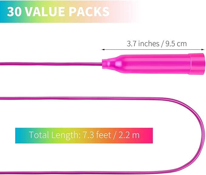 Aneco 30 Pack Kids Jump Rope Set 7.3 Feet Outdoor Jump Ropes Colorful Kids Jumping Ropes Great Sports Activities Birthday Party Favors Gifts