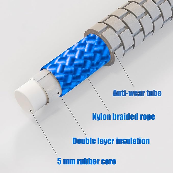 23 FT Long Jump Rope for Kids Adults,Double Dutch Jump Rope,Adjustable Skipping Ropes with High-strength Nylon Braided Rope Core,360°Rotation Not Entangled,Long Enough for 4-6 Jumpers.Blue