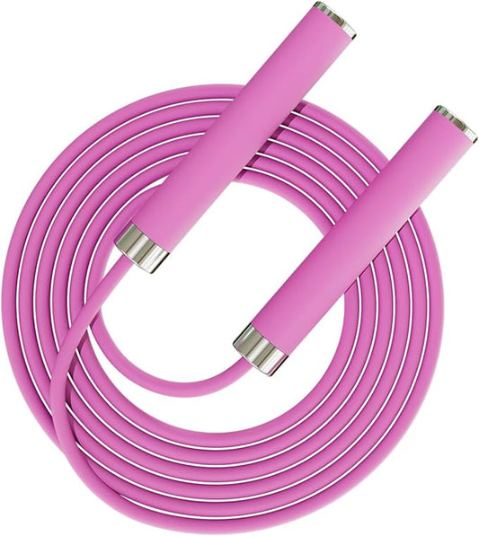 Adjustable Jump Rope for Home Fitness - 5mm PVC Cord with Ball Bearings, Anti-Slip Rubber& Alloy Handles for Beginners, Weight Loss Workout in Home/School/Gym