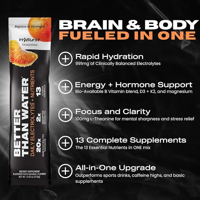 Electrolyte & Vitamin Supplement Powder, Drink Mix with B12, L-Theanine, D3, K2, Zinc, Magnesium, Potassium, Supports Calm Focus & Energy, Tangerine Tango, 15 Pack