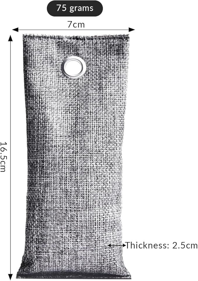 4 Pack charcoal odor absorber,Bamboo Charcoals Air Purifying Bag Charcoals Deodorizer Eliminator for Strong Odors in Car, Closet, Shoe, Basement (75G*4 Pack Beige, Unscented)