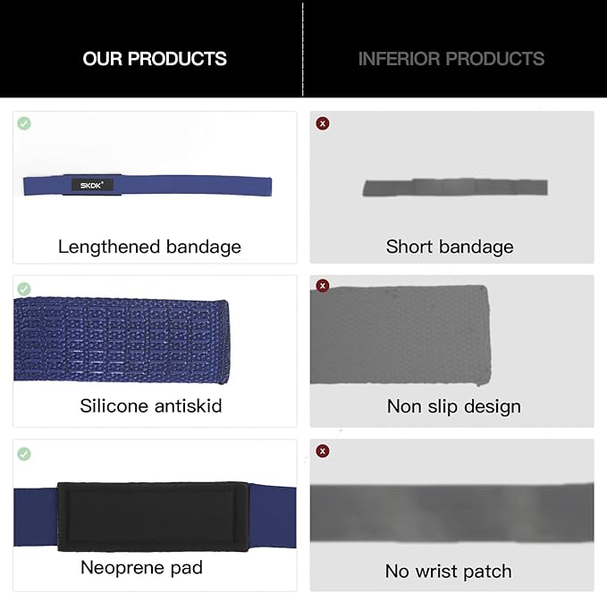 SKDK Cotton Hard Pull Wrist Lifting Straps Grips Band-Deadlift Straps with Neoprene Cushioned Wrist Padded and Anti-Skid Silicone - for Weightlifting, Bodybuilding, Xfit, Strength Training