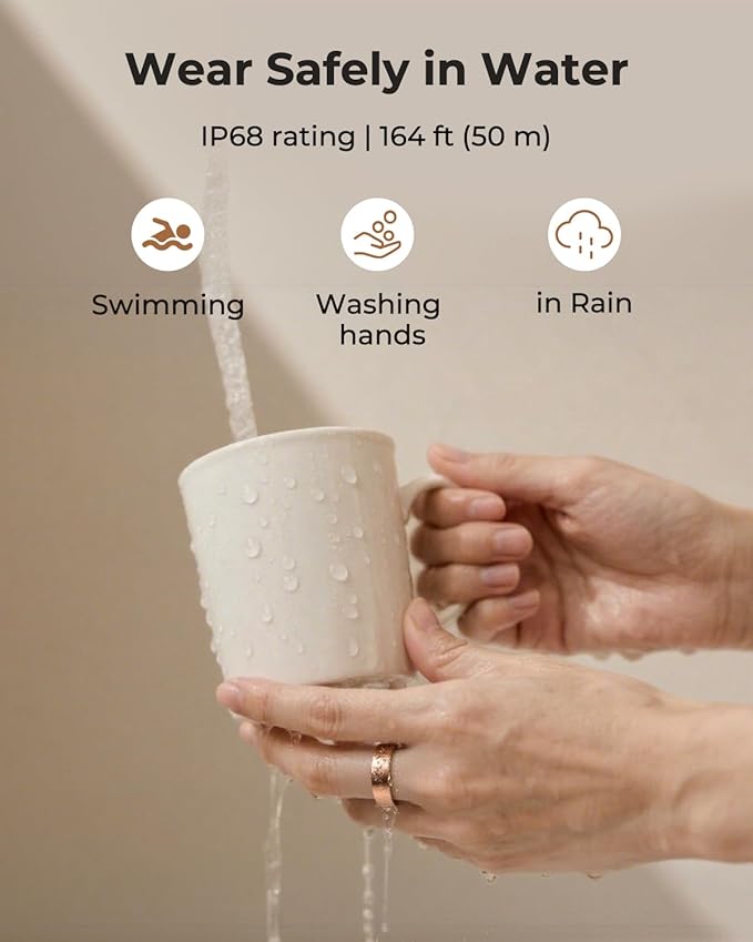 MUNBYN Smart Ring for Women and Men, Fitness Tracker with Sleep Tracking, Heart Rate, Blood Oxygen, Health Reports, Step Counter, 5ATM Waterproof, Compatible with iOS & Android, Rose Gold 7