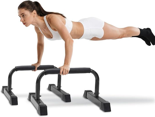 Push Up Bars: Sweat-resistant Parallettes Bar for Handstands L-sit & Dip, No Wobbling Strength Training Pushup Stands for Women Men Workout Core Exercise at Home Floor Gym