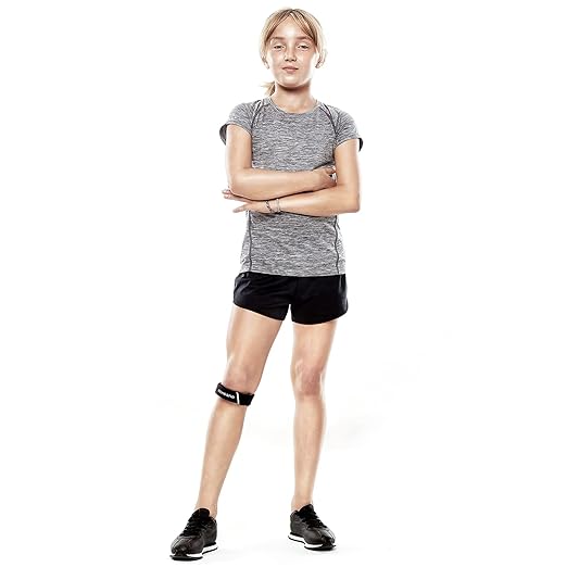 Rehband patella knee strap children, patella support band junior, pressure pad patella for runners knee and patella tip syndrome relieves pain, Colour:Black, Size:One Size