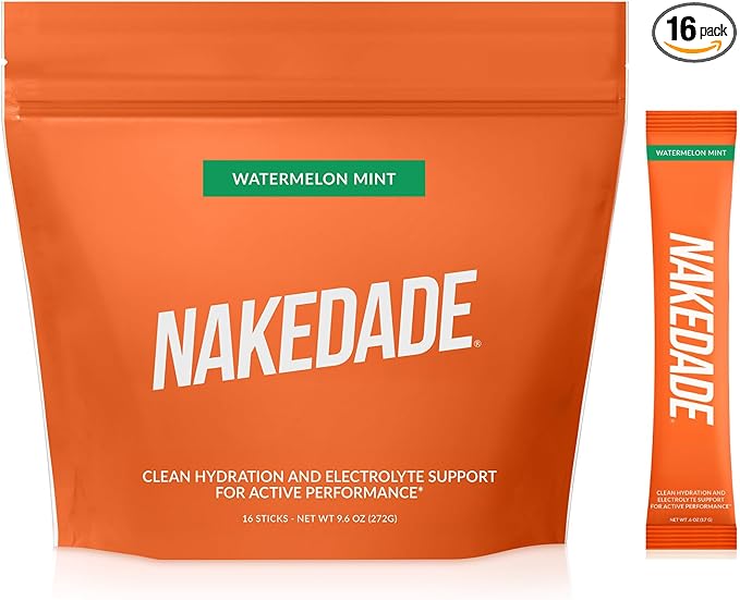 Nakedade Watermelon Mint – Performance Enhancing Sports Drink Powder - Electrolyte Powder – No GMOs or Artificial Sweeteners, Gluten-Free, Soy-Free, Dairy-Free – 16 Sticks