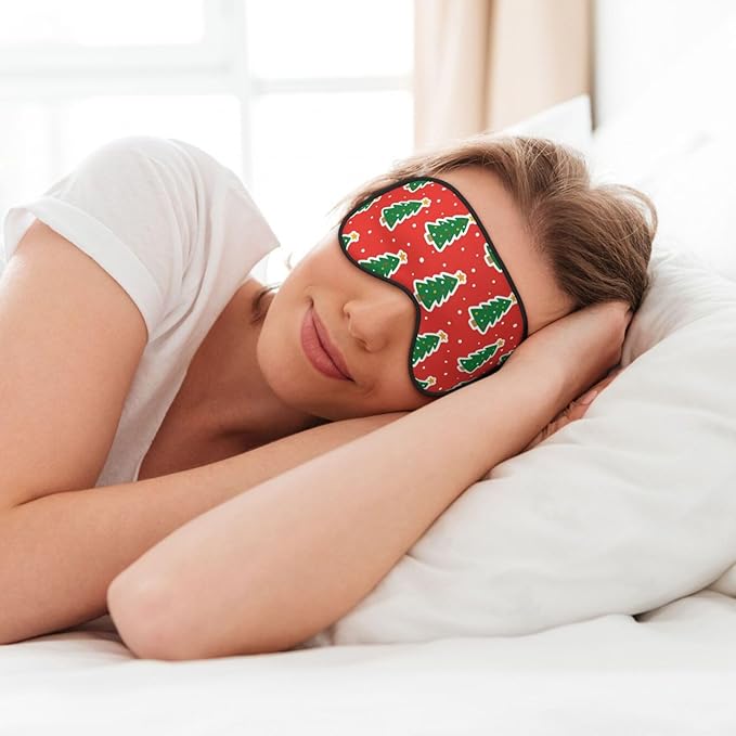 Sleep Eye Mask Christmas Tree Sleep Mask for Women Men Comfortable Eye Mask with Adjustable Strap Soft Eye Cover Blindfold for Travel Yoga Nap Shift Work