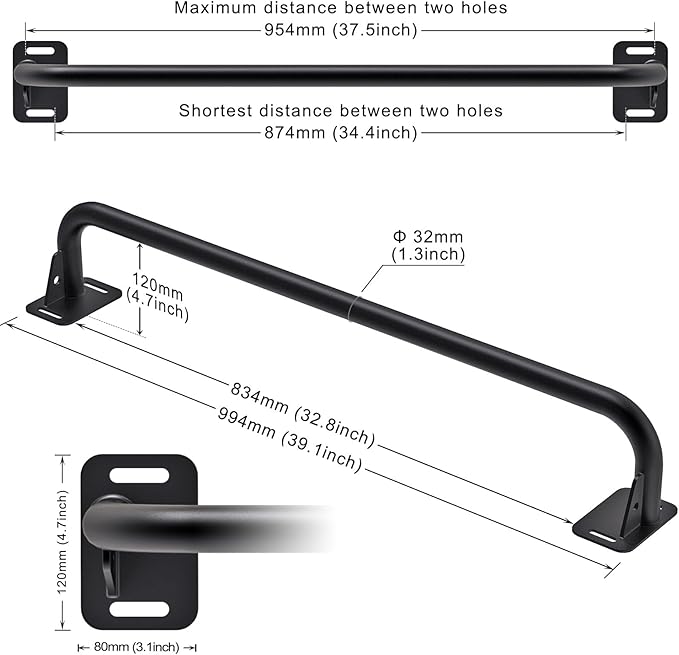SELEWARE Heavy Duty Welded Pull Up Bar, Versatile Doorway Wall Mount, Joist Mounted, and Ceiling Mounted Chin Up Bars, Thick Metal Sturdy Construction for Full Body Workouts Support 500 lbs
