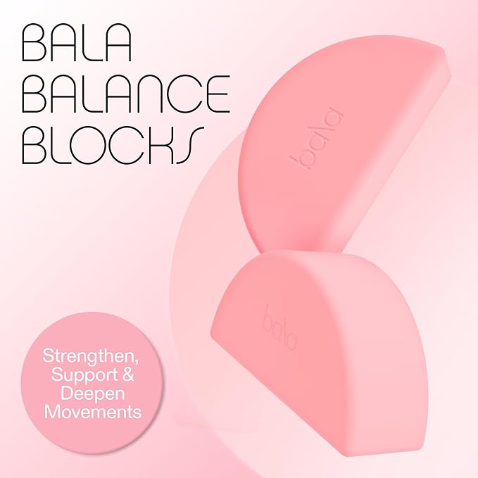 Bala Balance Blocks 2 Pack, Yoga Blocks for Working Out, (Blush) - Semi-Circular Yoga Accessories for Stretching & Exercise - Yoga Equipment for Home Workout - Yoga Block Essentials for Women & Men