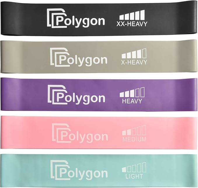 Polygon Resistance Bands for Working Out, Non-Slip Fabric Booty Bands for Women and Men, Exercise Bands for Legs and Butt, Glute & Hip Workout, Pilates & Home Fitness