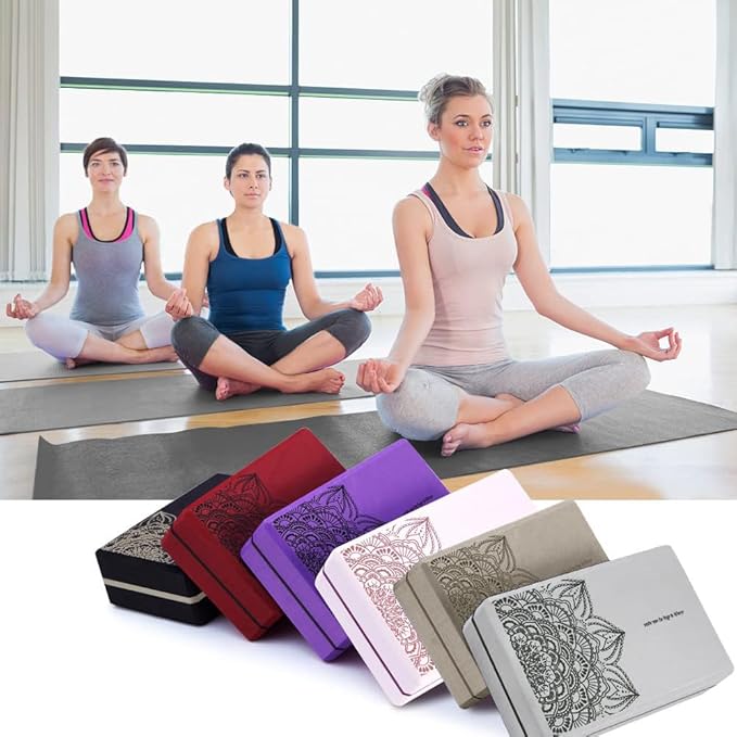 nuveti Yoga Blocks Set of 2, High Density Yoga Brick Foam Blocks to Improve Strength, Flexibility and Balance Brick Foam Blocks