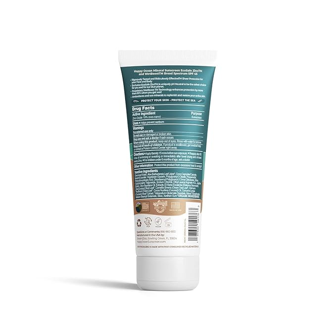 SPF 45 Biodegradable Reef Safe Sunscreen for Face & Body, Non-Nano Zinc Oxide, Natural Fragrance Free Non Toxic Organic Mineral Sunscreen, Travel Size Reef Friendly Mineral Based 2.5 Fl Oz