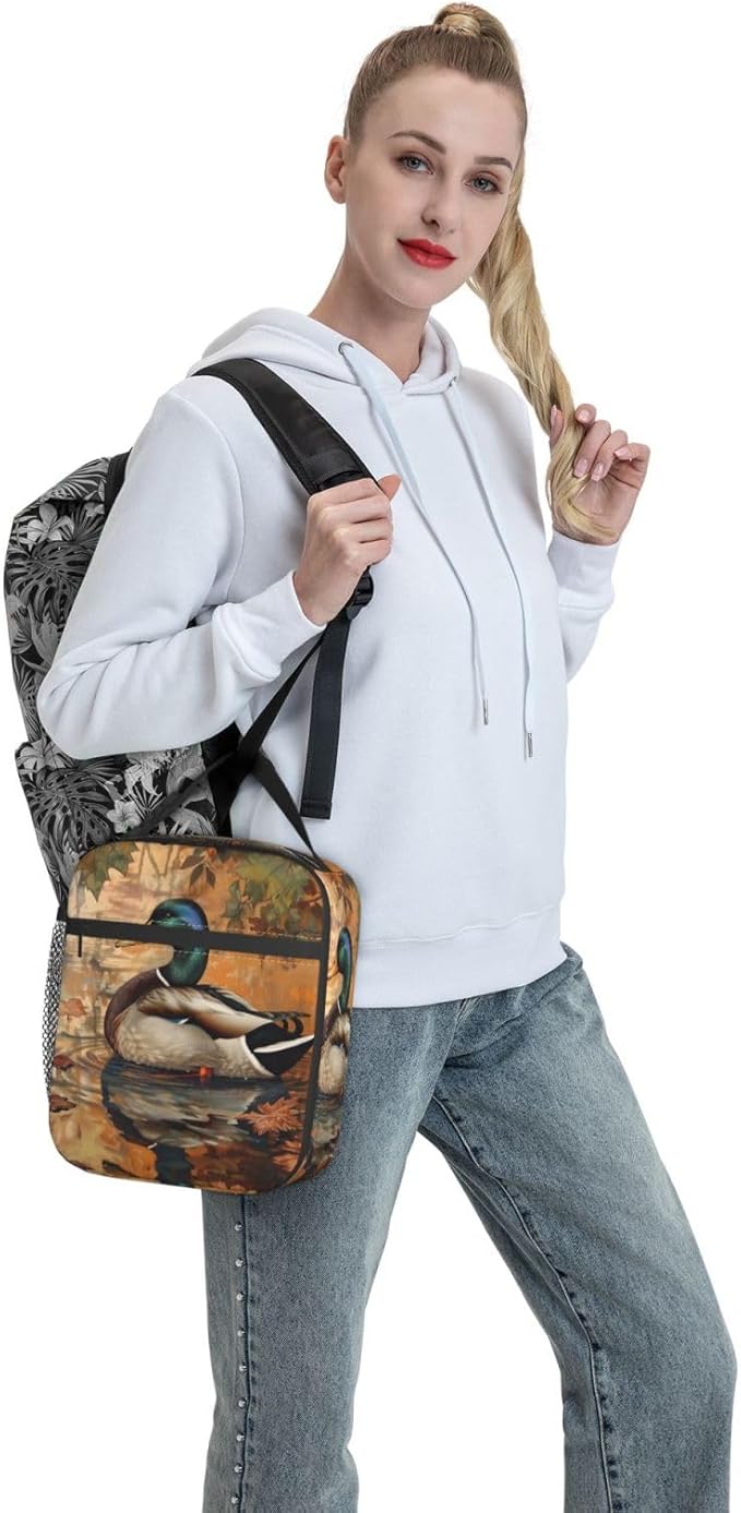 Insulated Lunch Box for Women Men, Duck Lunch Box Reusable Portable Lunch Bag Cooler Tote Waterproof Lunch Container for Office Picnic Work Travel Hiking,Duck