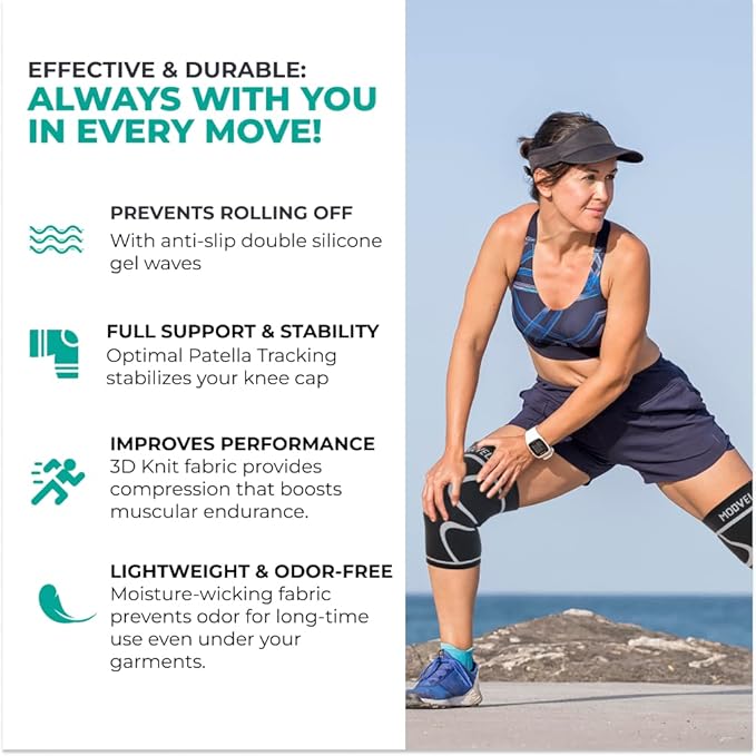 Modvel Compression Knee Brace for Women & Men - For Knee Pain, Compression Sleeve Knee Support for Meniscus Tear ACL & Arthritis Pain Relief Knee & Protection for Working Out, Running & All Sports