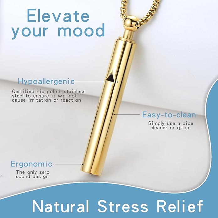 Anxiety Breathe Easy Necklace Mindfulness Breathing Necklace Breathlace Stainless Steel Pendant for Natural Calm & Stress Relief