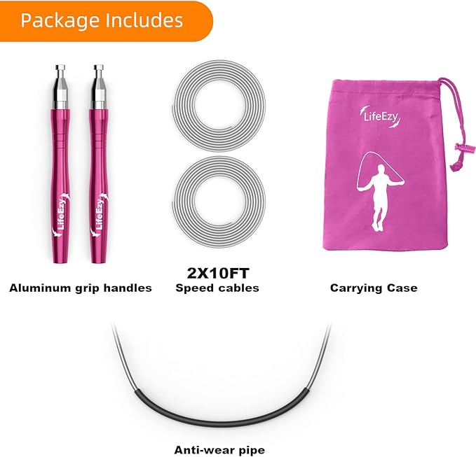 Jump Rope, High Speed Weighted Jump Rope - Premium Quality Tangle-Free - Self-Locking Screw-Free Design - Jump Ropes for Fitness - Skipping Rope for Workout Fitness, Crossfit & Home Exercises