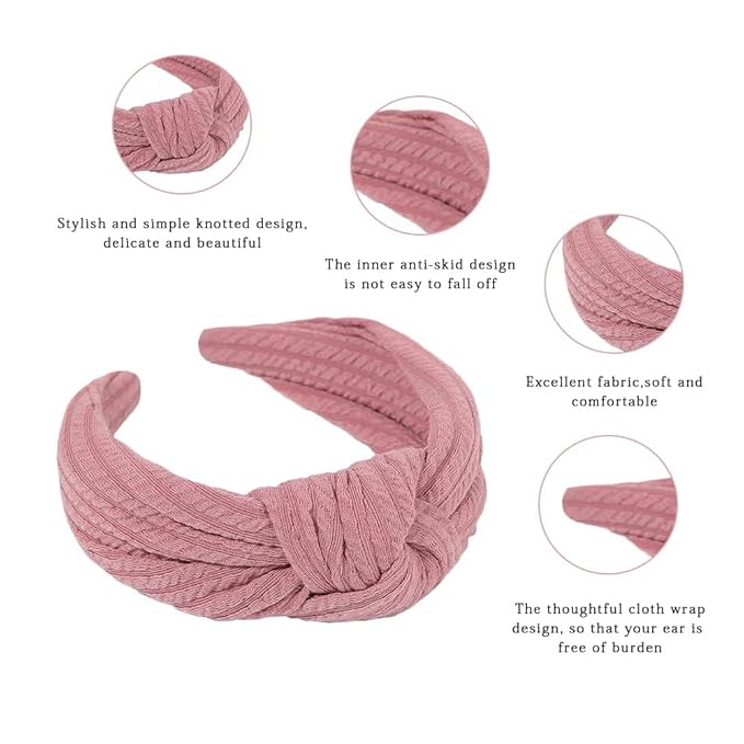 Madison Tyler Headbands for Women | Fashion Boho Top Knotted With Rhinestones Elastic Workout Hairbands | Outdoor and Party Non Slip (Light Purple)