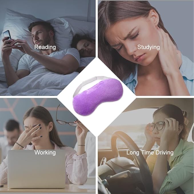Umisleep Lavender Eye Mask, Aromatherapy Weighted Sleep Mask for Dry Eyes Men Women, Microwave Heated Hot Therapy Eye Cover Moist Compression Pain Relief, Pillow for Puffy Eyes, Sinus Pain, Purple