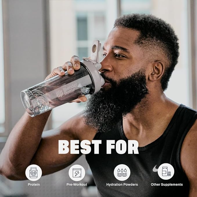 BlenderBottle Shaker Bottle Pro Series Perfect for Protein Shakes and Pre Workout, 24-Ounce, Smoke Grey
