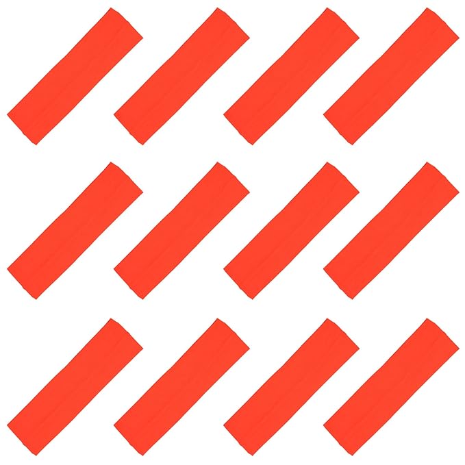 Kenz Laurenz Soft and Stretchy Elastic Cotton Headbands, Pack of 12, Neon Orange