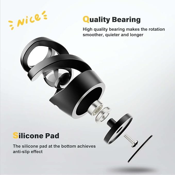 Kinetic Optical Illusion Toys, Kinetic Desktop Fidget Spinner Toys, Cool Gadget Desk Toy Fidget Toys Gift for Various Holidays, Kinetic Spinner Ball Relieve Stress Anxiety for Kids and Adults (Black)