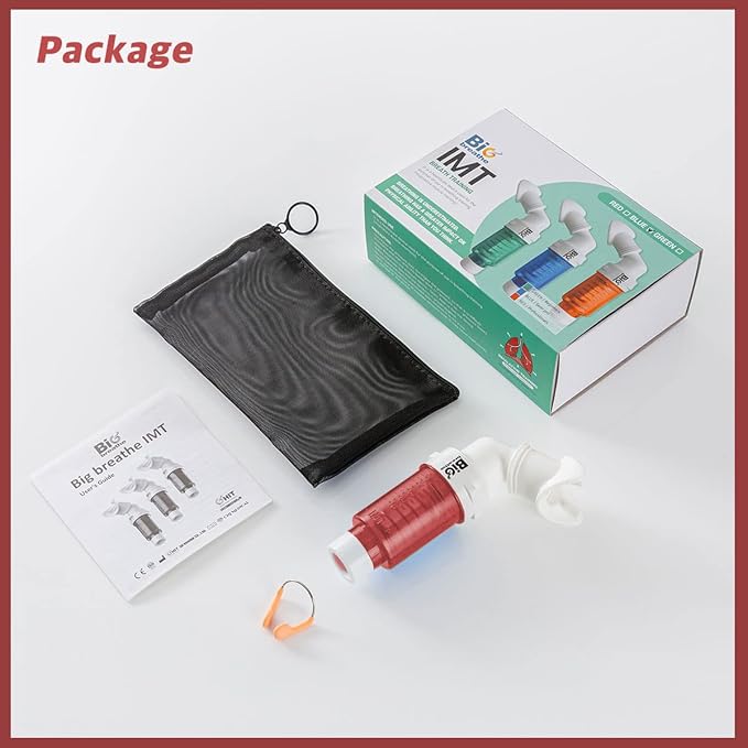 Bigbreathe IMT High(Red) | Inspiratory Muscle Trainer for Better Sports Performance and Ability, Breathing Training Device, Compact and Washable