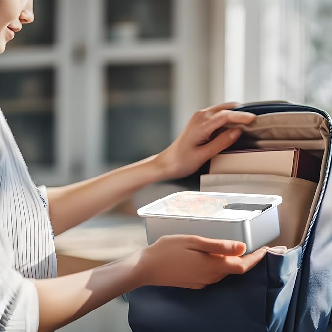 Stainless Steel Bento Lunch Box for Adult Kids, 2 Pack 33oz Leak-Proof Lunch Box Containers, Microwave-Safe, with Adjustable Divider, Convenient Metal Lunchbox for School, Travel