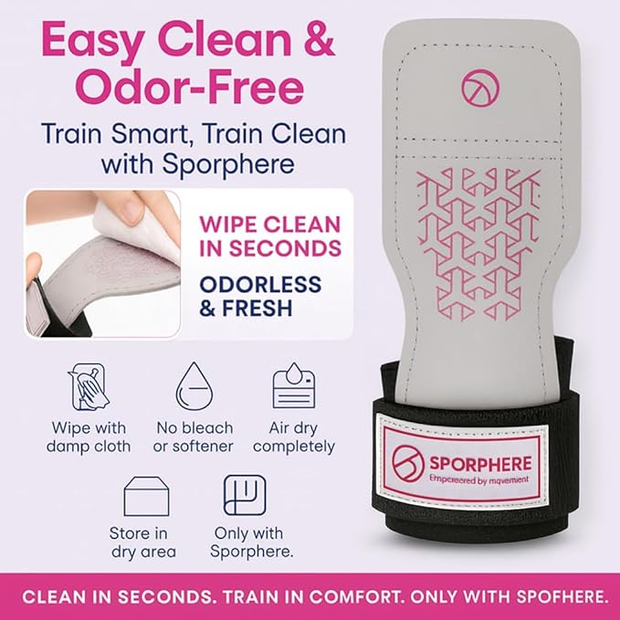 Premium Weight Grips for Women, Hand Straps for Weight Lifting, Crossfit Hand Grips for Women- Anti-Slip Silicone Gym Grips Ergonomic, Stylish, Ideal for CrossFit and Gym Straps– Deadlift & Powerlifting Grip-Headband Bonus- Gift -SPORPHERE