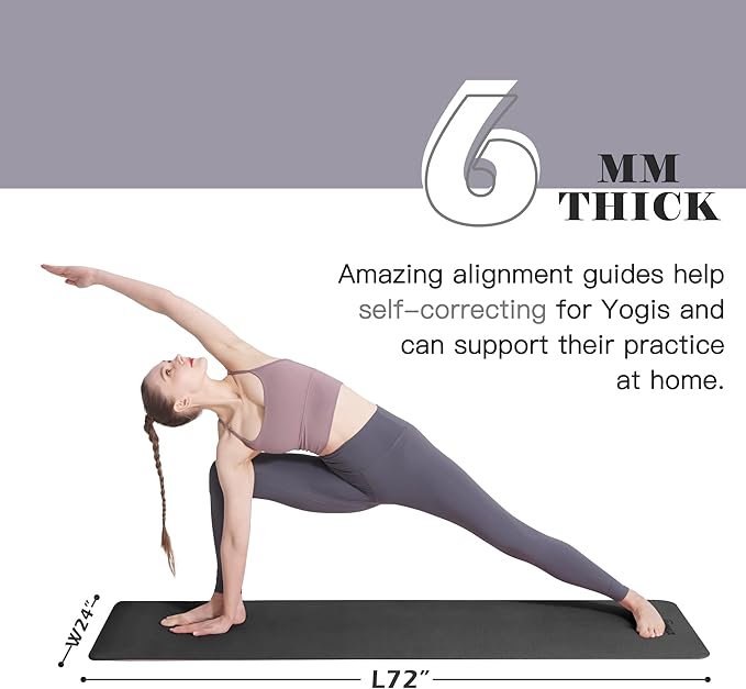 Yoga Mat Non Slip, Pilates Fitness Mats, Eco Friendly, Anti-Tear 1/4" Thick Yoga Mats for Women, Exercise Mats for Home Workout with Carrying Sling and Storage Bag