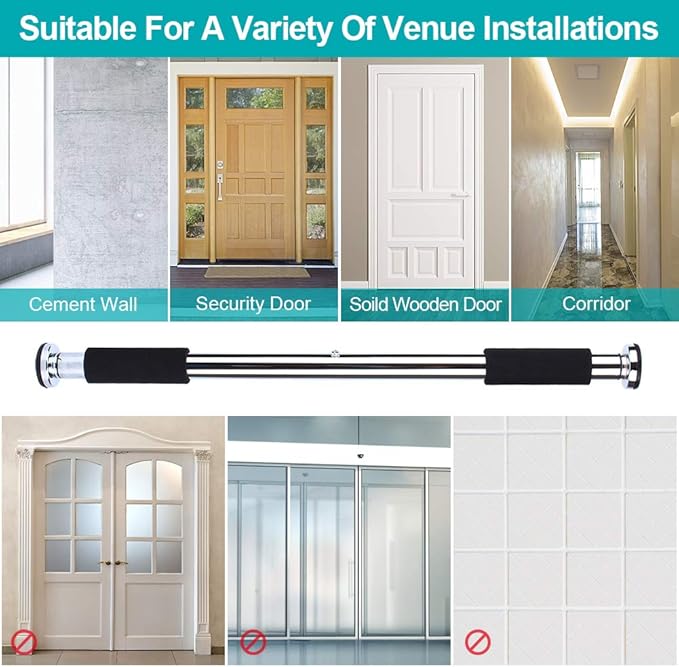 Pull Up for Doorway, Adjustable Door Mounted Chinning Heavy Duty Steel Body Workout Chin Up for Home Gym Exercise Fitness