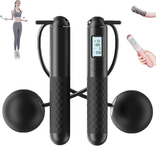 Runaivete Skipping Rope with Counter, 2026 New Cordless Jump Rope, Smart Weighted Jump Rope, Intelligent Adjustable Digital Timer & Calorie Burned Counting Jumprope with LCD Display