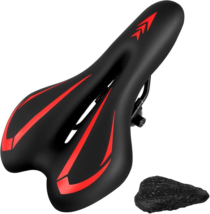 New Gel Bike Seat for Men & Women, Mjkeomo Waterproof Bicycle Seat Breathable Mountain Bike Saddle Gel Bicycle Saddle for MTB, BMX, Road Bike, City Bikes, Exercise Bikes