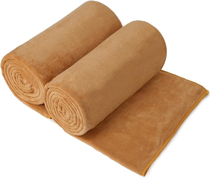 JML Microfiber Bath Towels, Bath Towel 2 Pack 30" x 60", Oversized, Soft, Super Absorbent and Fast Drying Bathroom Towels for Beach, Sport, Fitness, Yoga, Beige