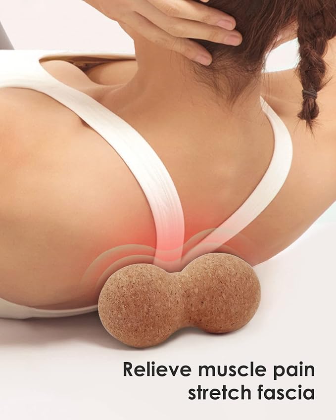 KITWILD Cork Peanut Massage Ball, Peanut Double Lacrosse Massage Ball for Deep Tissue Muscle Massage, Myofascial Release, Muscle Knots, and Yoga Therapy