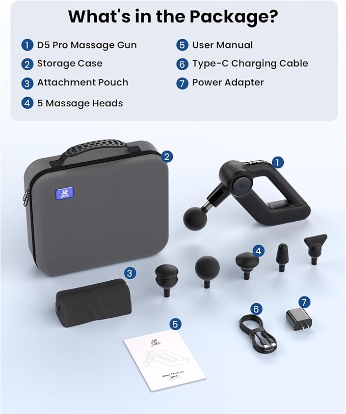 BOB AND BRAD D5 Pro Massage Gun, Powerful Percussion Massage Gun Deep Tissue with Enhanced Power for Athletes Home Gym, Handheld Muscle Massager for Pain Relief & Muscle Therapy, Ideal Gift