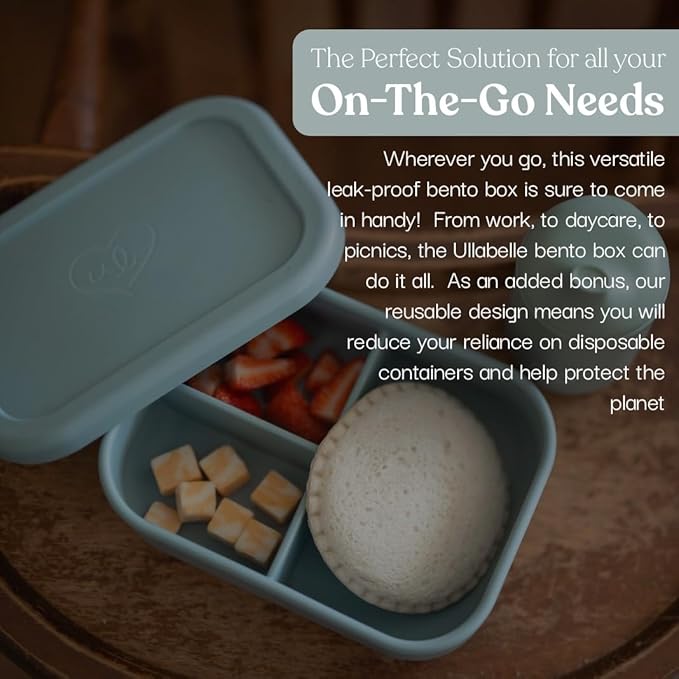 Leak Proof Bento Box Food-Grade Silicone Bento, BPA, Phthalate, Lead, & PVC Free - Bento Lunch Box for Daycare, Kids, & Adults - Leak Resistant Sets With Lids Snack Box Container (Beige)