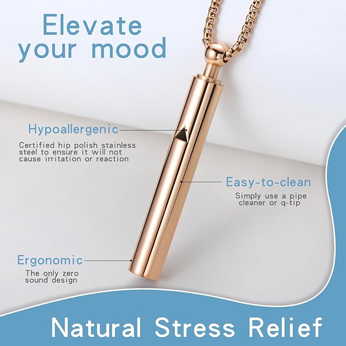 Anxiety Breathe Easy Necklace Mindfulness Breathing Necklace Breathlace Stainless Steel Pendant for Natural Calm & Stress Relief