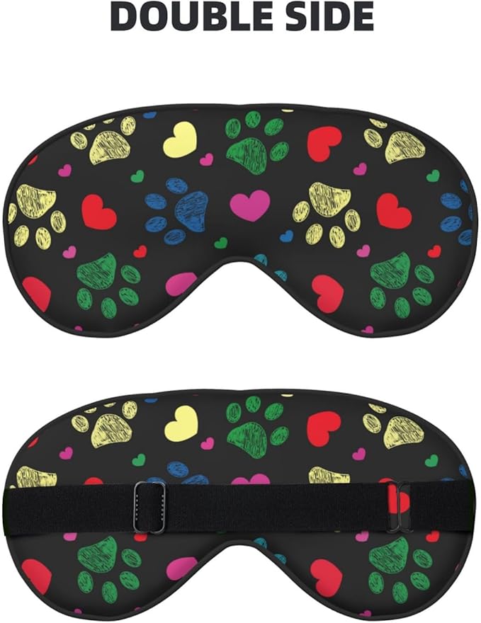 Sleep Eye Mask Colorful Hearts Animal Paw Sleep Mask for Women Men Comfortable Eye Mask with Adjustable Strap Soft Eye Cover Blindfold for Travel Yoga Nap Shift Work