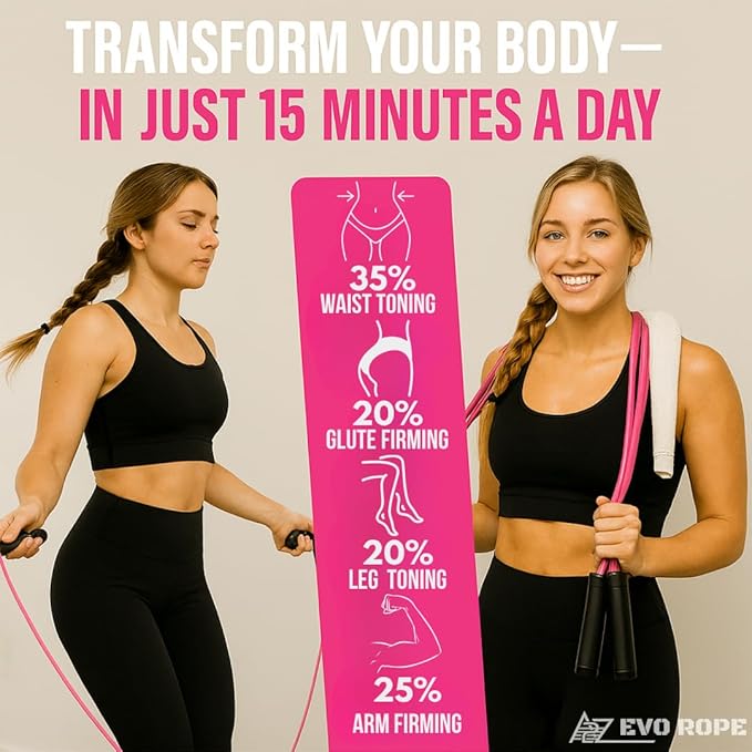 Evo Rope | 1.1LB Weighted Jump Rope for Women & Men β Adjustable 10mm Heavy PVC Skipping Rope for Fitness, Ideal for High-Intensity Training, MMA, Boxing, CrossFit, Weight-loss Workouts