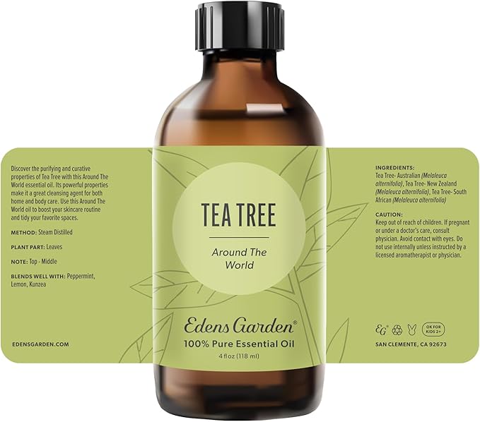 Edens Garden Tea Tree Around The World Essential Oil- 100% Pure Premium Grade, Undiluted, Natural, Therapeutic, Aromatherapy, The Best for Diffuser, Skin, Face, Hair 118 ml (4 fl oz)