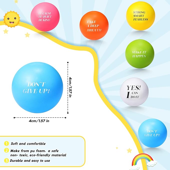 Jerify 72 Pcs Motivational Stress Balls Bulk Inspirational Stress Balls Colorful Foam for Adults Hand Exercise Small Therapy Fidget Relief Anxiety Toys for Coworkers Gifts Fidget(Fresh Colors)