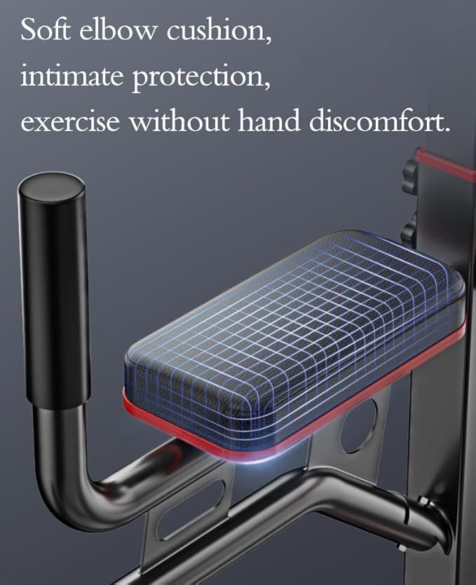 Power Tower Dip Station Pull Up Bar - Multi-Purpose Home Gym Equipment with Adjustable Height and Non-Slip Foot Pads - 330lbs/150kgs Capacity