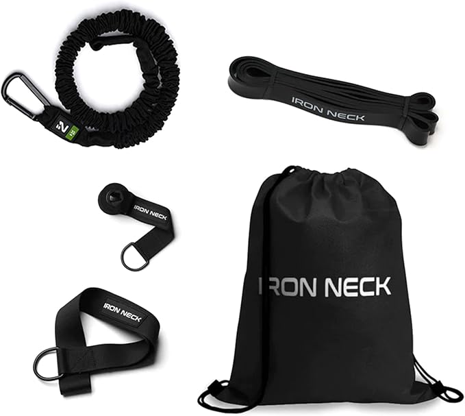 Iron Neck Resistance Band, Durable Exercise Band with Steel Carabiners for Neck Training, Strength Workouts, Stretching, and Rehab