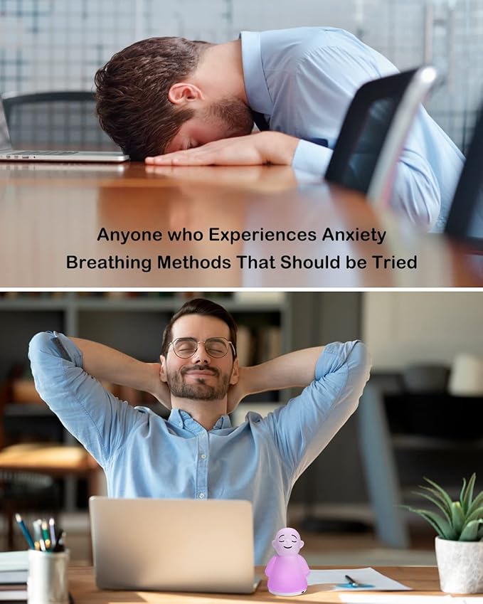 Mindfulness Meditation Anxiety & Stress Relief Tool for Women Men- Relaxing for Adults Kids - Upgraded 2 in 1 Touch Breathing Night Light
