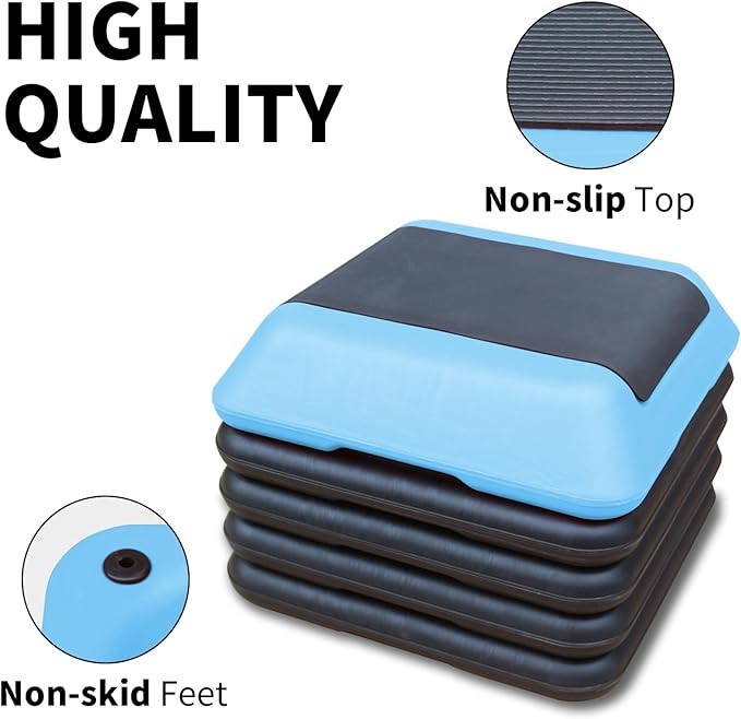 16" x 16" Adjustable Workout Aerobic Exercise Step Platformwith Adjustable Risers, Non-Slip Rubber Surface for Home Gym Cardio Training