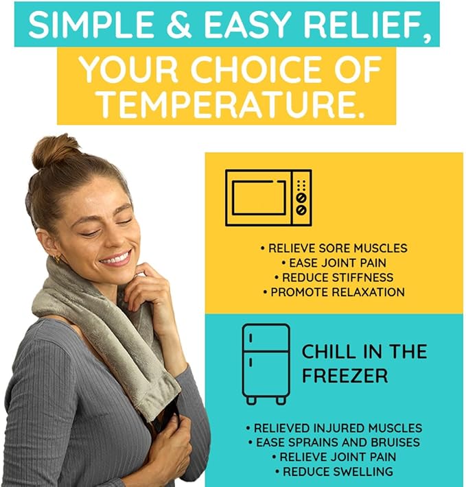 Microwavable Heating Pads for Neck Pain Relief, Back Pain, Shoulder Pain Relief - Microwave Heating Pad for Cramps and Muscle Relief, Hands- Free Heat Pack for Tense Muscle - 3 Packs