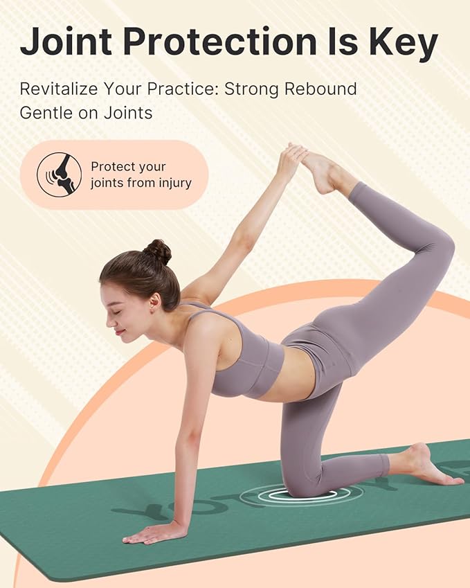 YOTTOY Yoga Mat, 72"x 32"x1/3" Extra Wide Non-Slip Exercise Fitness Yoga Mats,Eco-Friendly TPE Exercise Mats for Women Men Home Workout with Strap Bag